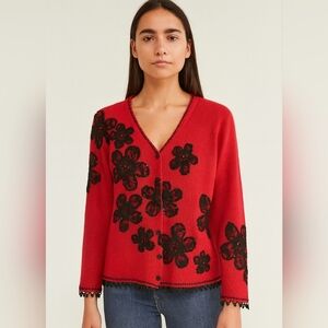 Design Options By Philip Jane Gordon Womens Floral Sequin Beaded Cardigan‎